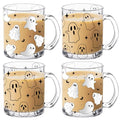 Halloween Ghost Glass Coffee Mug Set - 4 Pcs 12oz Spooky Ghost Pattern Drinkware