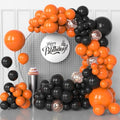 Halloween Balloon Arch Kit - Black, Orange & Rose Gold Confetti, 130 Pcs