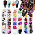 Halloween Nail Art Sequins Set - 3 Boxes 3D Holographic Spider Pumpkin Ghost Skull Style-03