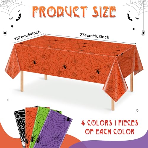4 Pack Rectangle Halloween Spiderweb Tablecloths - Spooky Party Decorations