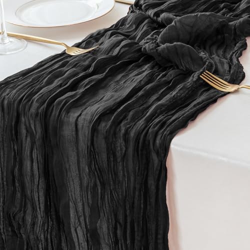 Black Cheesecloth Table Runner 10ft Set of 5 for Fall Wedding Halloween Thanksgiving