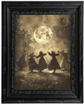 Framed Witch Coven Canvas Wall Art - Dancing Witches 12x16 Inch - Halloween Decor