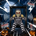 Outdoor Halloween Skeleton Decor with Motion-Activated Skull Prisoner