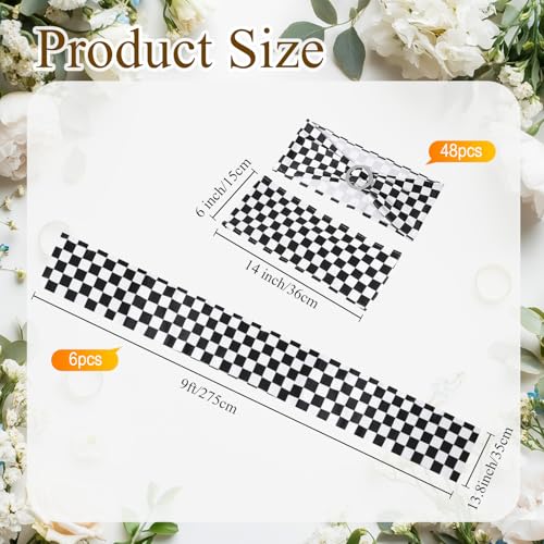 Black and White Checkerboard Chair Sashes with Table Runner Set for Weddings Parties