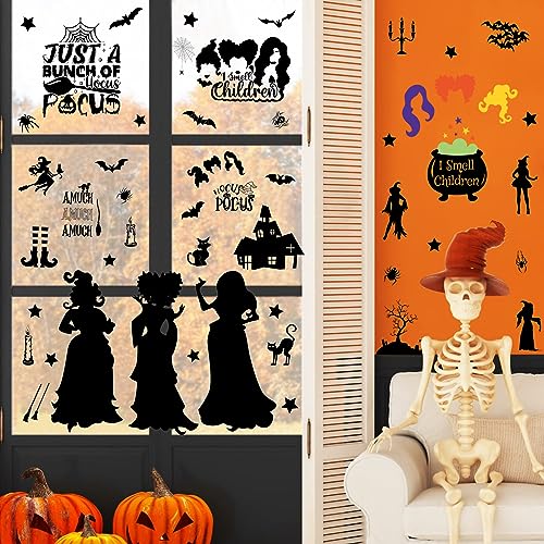 Hocus Pocus Halloween Window Clings Set - 9 Sheets, 91 Reusable Stickers