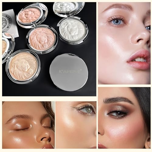 K'APEINE Pink Highlighter Palette with Glitter Eyeshadow - Sparkling Face Makeup Kit