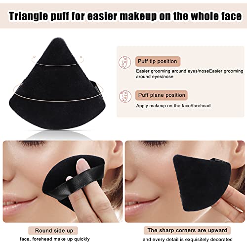 8Pcs Dual Wet Dry Triangle & Round Makeup Powder Puffs - Black Variation