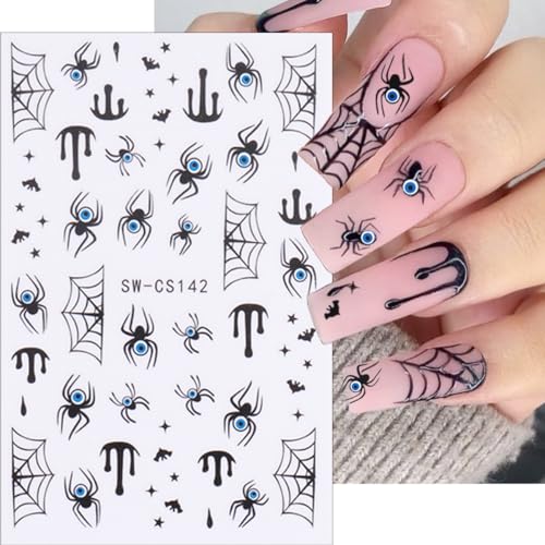 Halloween Nail Stickers 01 - 6 Sheets Spider Web Bat Ghost Decals for DIY Manicure