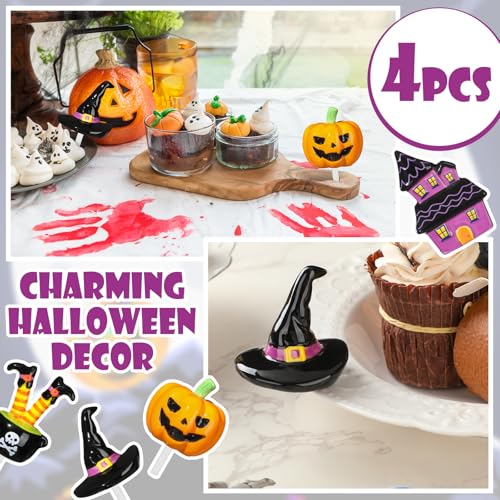 Halloween Ceramic Plate Decor Set - Hand-Painted Mini Figurines - Variation: Halloween