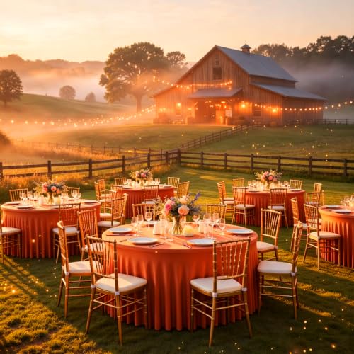 GALLETY 2 Pack Harvest Pumpkin Round Spandex Tablecloth 60 Inch for 5ft Tables