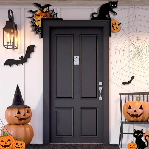 Qunclay Halloween Door Corner Toppers - 6 Unique Spooky Decorations for Doors & Windows - Witch Skeleton Ghost Set