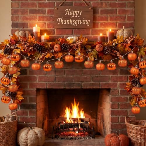 Fall Pumpkin Tree Ornaments Set - Mini Orange Decorations for Autumn & Halloween