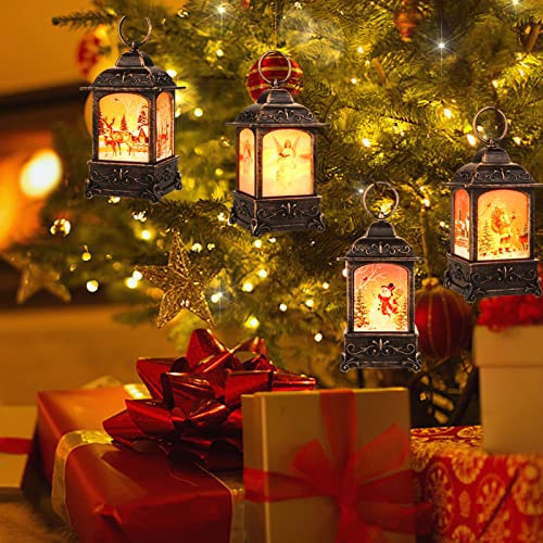 Christmas Lantern Snow Globe Set with 4 Styles Indoor/Outdoor Decor