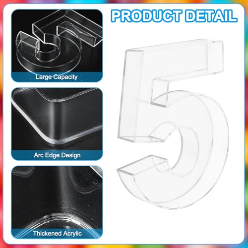 10-Inch Acrylic Number Box - Number 5 Reusable Fillable Tray for Party Decorations