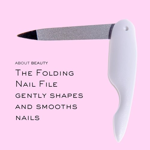 About Beauty Folding Purse Pack - 3 Beauty Groomers and Stowaway Pouch, Includes Folding Facial Razor, Square Tip Tweezers and Folding Nail File, Made with Japanese Steel