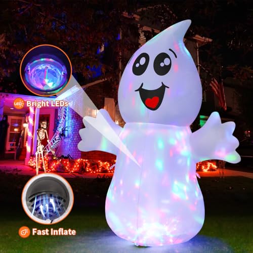 5 Ft Halloween Inflatable Ghost Decoration with LED Lights for Outdoor Yard