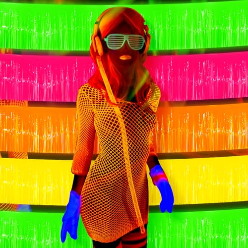Multicolor Glow in The Dark Party Supplies Foil Fringe Garland - 24 Pack