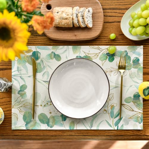 Eucalyptus Summer Placemat Set - 12 x 18 Inch Rectangular Beige Pack of 4
