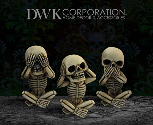 Mini Skeleton Figurine Set for Halloween Gothic Home Decor Office Desk Decorations - 4 Inches, Set of 3