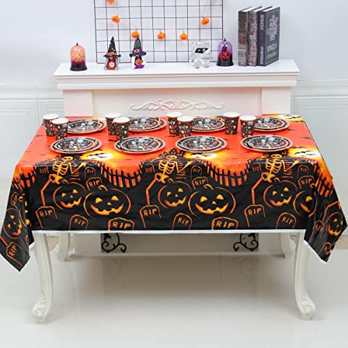 Halloween Waterproof Plastic Tablecloth 54x72 Inches - 3 Pack Party Cover