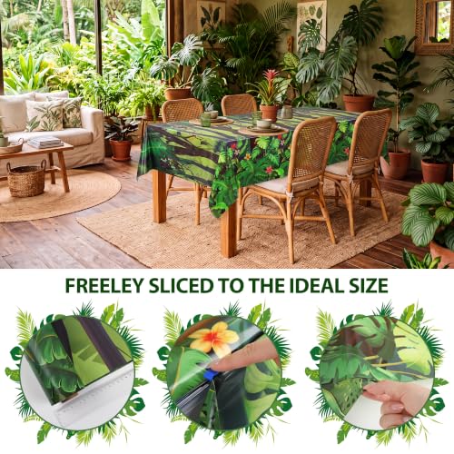 Rainforest Jungle Party Tablecloth Roll - 1200 x 54 Inches, Green Tropical Design