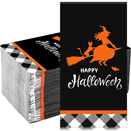 Halloween Witch Paper Napkins - 100 Disposable Cocktail & Dinner Tissues