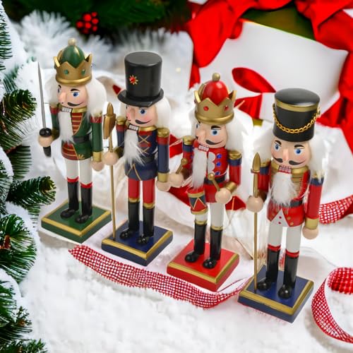 10 Inch Christmas Nutcracker Figures Set - Hand-Painted Wooden Holiday Decor - Variation: 10inch-bbbb