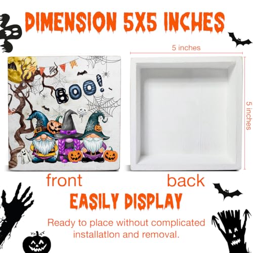 Halloween Pumpkin Gnome Decor - Wooden Sign with Variation B