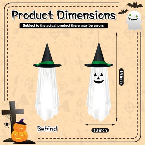 White Halloween Hanging Pumpkin Ghost Decorations - Outdoor Party Decor, 2 Pack