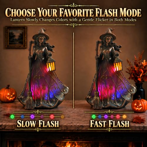 Color-Changing Witch Lamp with Multi-Color Cycle - Halloween Indoor Night Light