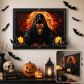 Halloween Wall Decor 3D Grim Reaper Skeleton Hands with LED Candles, Haunted House Gothic Art