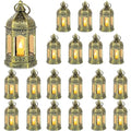 20PCS Gold Flickering LED Lanterns Set - Mini Moroccan Hanging Candle Decor