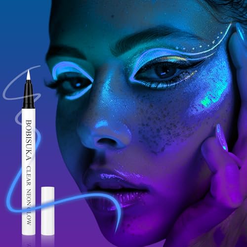 UV Neon Glow Eyeliner Pen - Waterproof Smudge-Proof White Eye Makeup for Rave & Parties