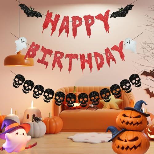 Halloween Skull Heart Banner Garland - Spooky Party Decorations