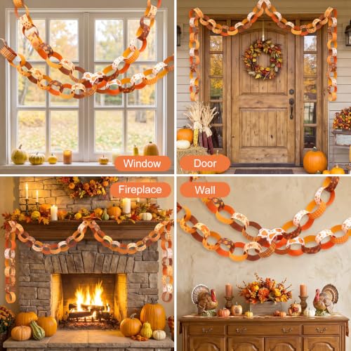 Fall Paper Chain Strips - Autumn Colors & Seasonal Patterns, 500 Pcs