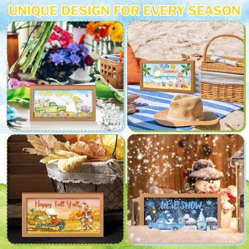 Vivid Fall Seasonal Interchangeable Wooden Sign Set - 25 Pcs Home Decor