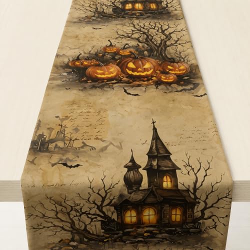 Halloween Pumpkin Table Runner - Jack O' Lantern Fall Decor, Variation of THIS listing