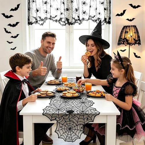 Heyigrow 19 Pcs Spider Web Halloween Decorations Set with Bat Variations