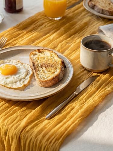 SUNRISING Gold Yellow Cheesecloth Table Runner - 10Ft Rustic Boho Wedding & Party Decor