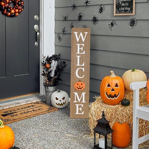 Wood Interchangeable Welcome Sign for Porch - 45x9 Inches with 12 Holiday Icons