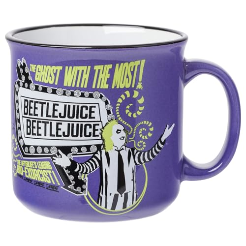 Beetlejuice Ghost Ceramic Camper Mug 20oz - Officially Licensed Coffee Cup