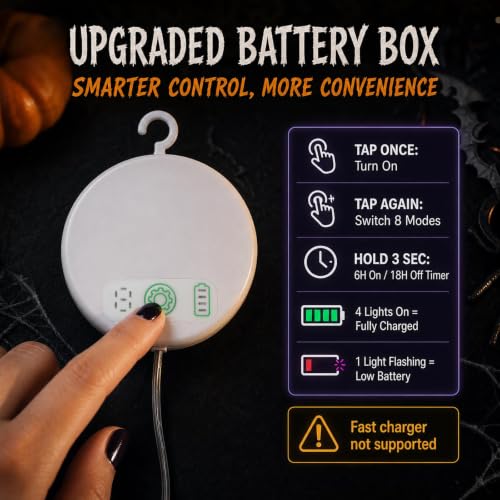 Rechargeable Halloween Window Lights Set - 3 LED Silhouettes with Timer & Flash Modes