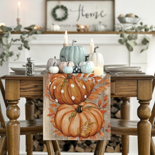 13x72 Inch Fall Table Runner - Orange Polyester Home Decor