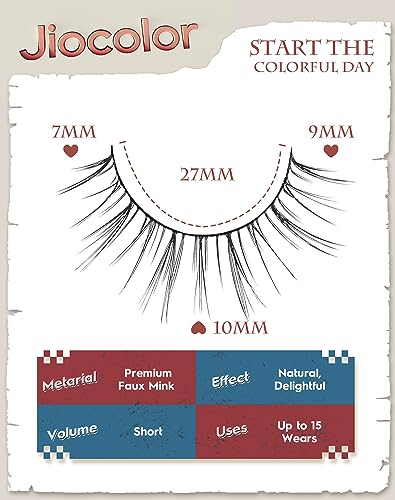 Natural Look False Eyelashes S12 - Wispy C Curl, Thin Band, Reusable 7 Pairs - Natural Girl Variation