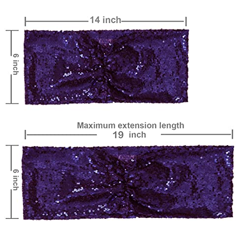 Purple Chair Sashes with Bows - Sequin Wedding Cover Decorations 50PCS - Variation of Purple / 50PCS