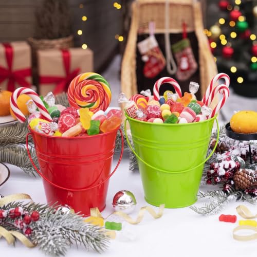 Rainbow Metal Buckets Set of 12 - 6.4 x 3.5 x 7 Inch Mini Pails for Party Decor