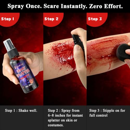Fake Blood Spray for Halloween - Fresh Red Washable & Realistic 2.03 Fl Oz