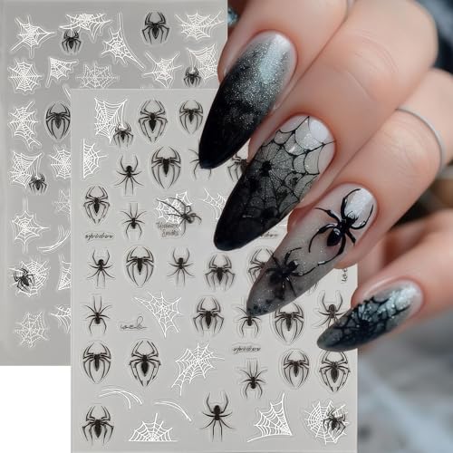 Halloween Spider Nail Stickers - 3D Self-Adhesive Web & Spider Design - Variation of Spider
