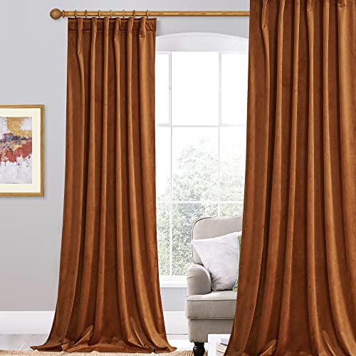Burnt Orange Velvet Curtains - W52 x L96 Inches - Autumn Decor - Variation of THIS listing