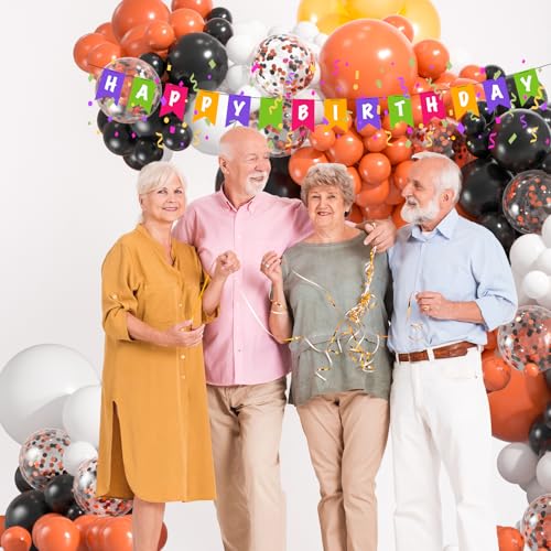 Black White Orange Balloon Arch Kit - 154pcs Halloween Birthday Decor - Variation: Black White Orange